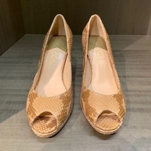 Cole Haan Snakeskin Peep Toe Heel